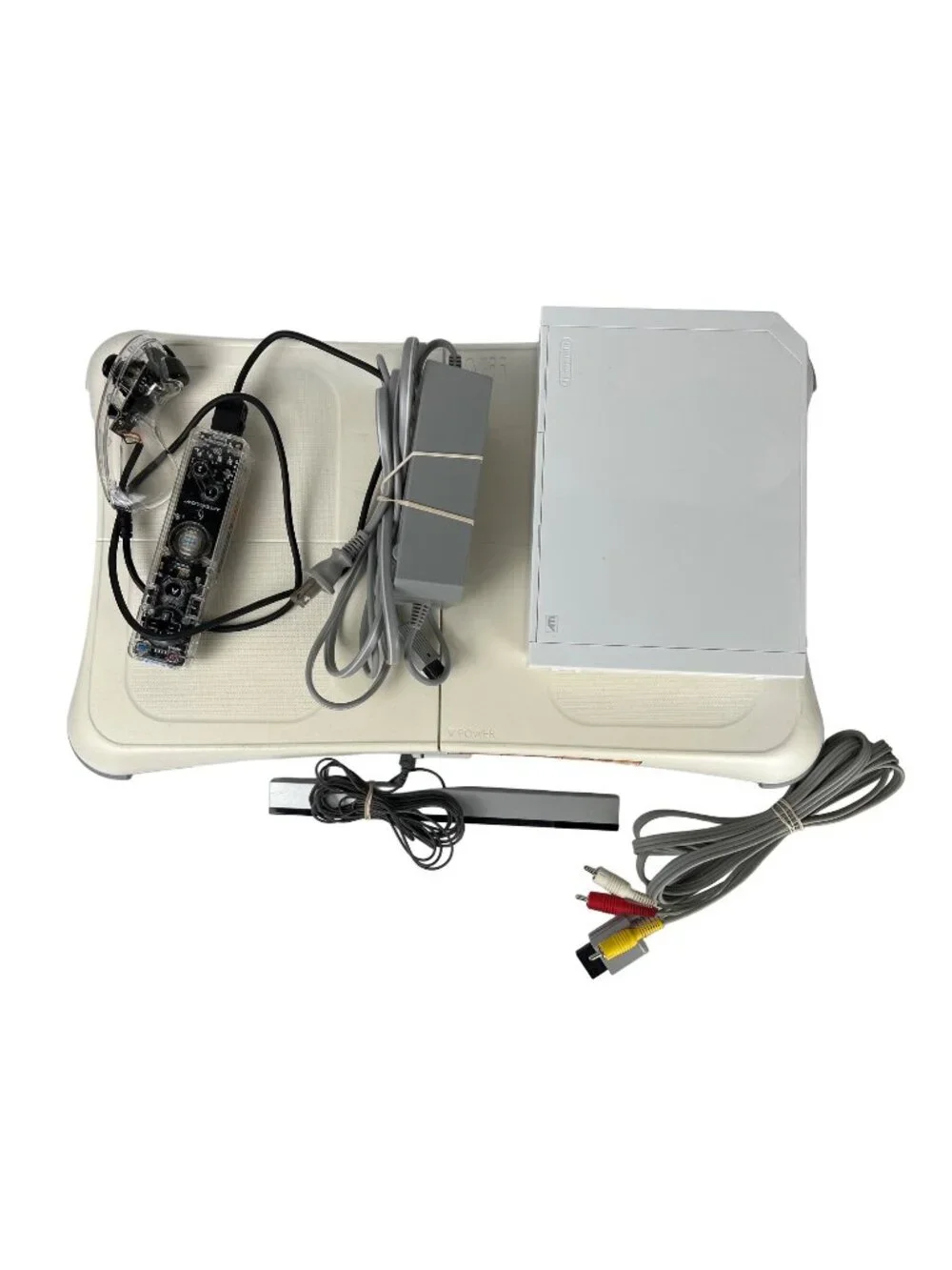 Nintendo Wii Console Bundle With Wii Fit Board Afterglow Controller & Cables - N
